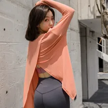 Wmuncc, спортивные топы для женщин, для спортзала, с длинным рукавом, с открытой спиной, рубашки для йоги, свободные, с обратным начесом, спортивная одежда, футболки для фитнеса