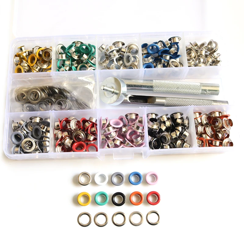para bolsa 300 piezas 10 colores Kit de ojales de metal para zapatos manualidades ropa ojales de metal de 6 mm proyecto DIY