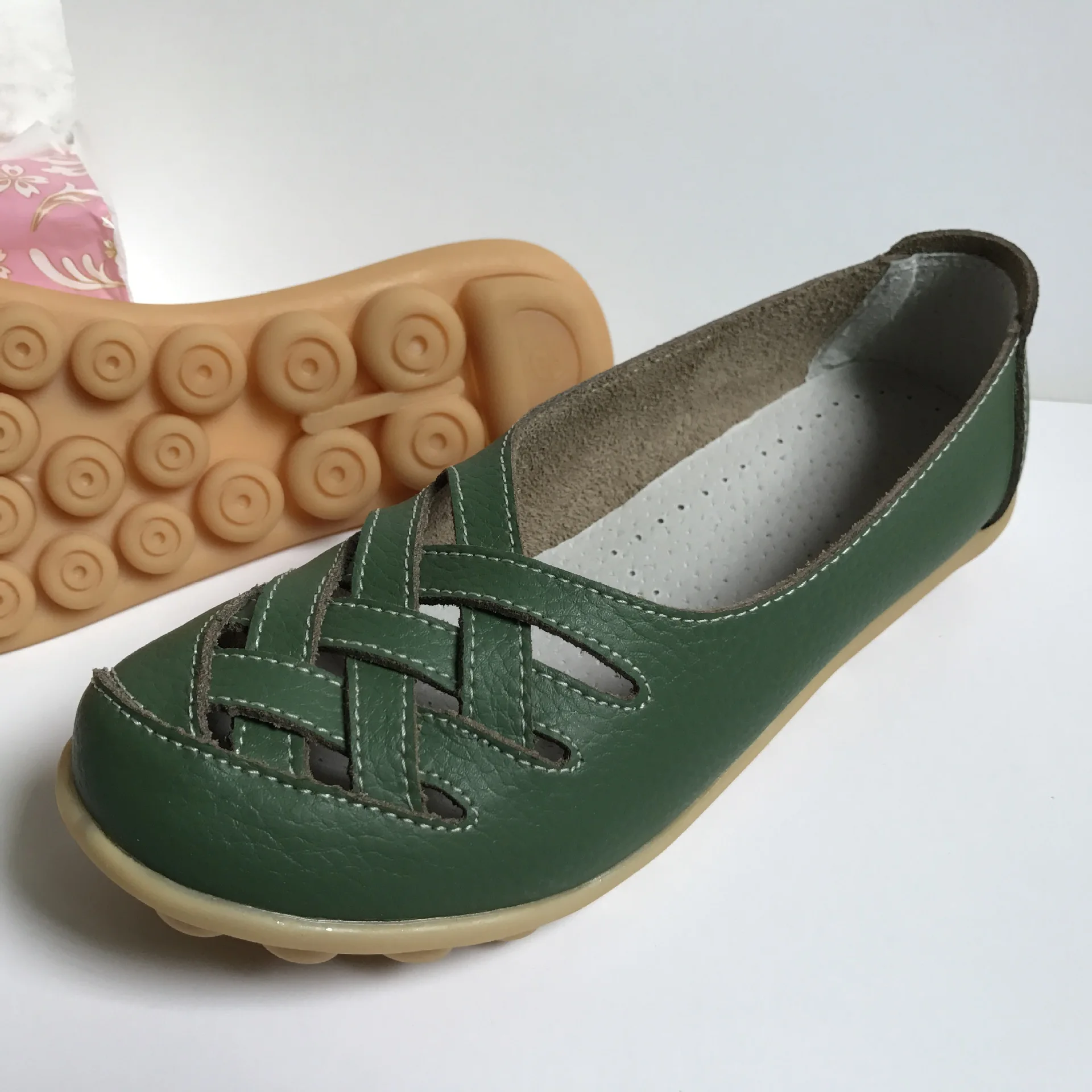 Army green CEVABULE/сезон весна-осень; Туфли-оксфорды на полой подошве; материнская плоская обувь; сандалии на плоской подошве; обувь в горошек; дышащая женская обувь; CQY-B1199 - Цвет: Army green