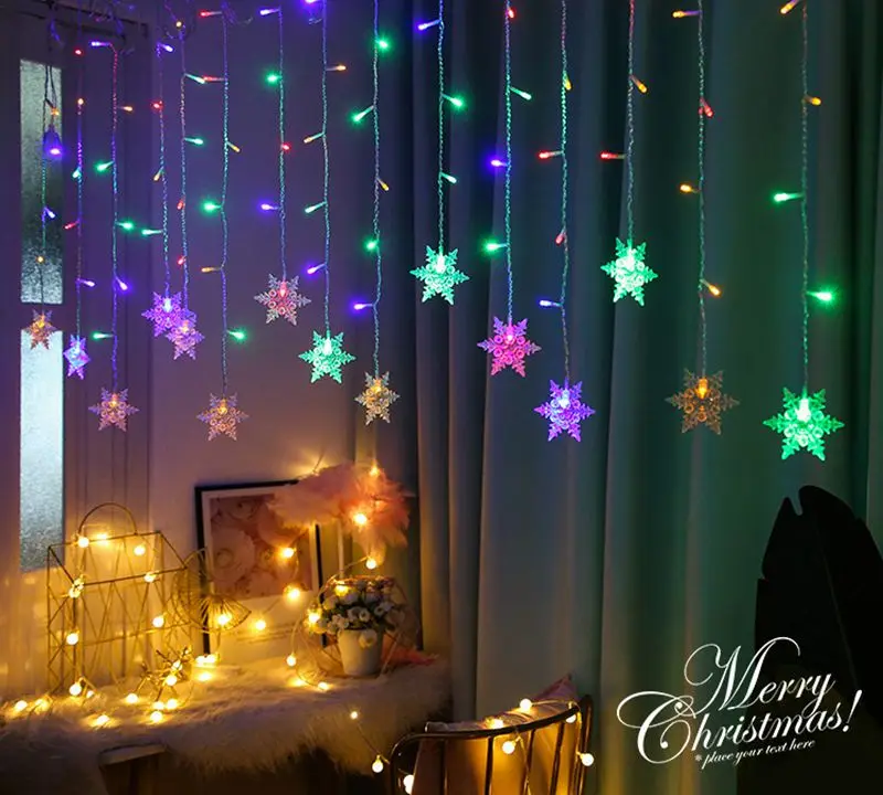 LED Christmas String Lights Garland Fairy Lights Star Lamp Outdoor Curtain Decor for Party Holiday Wedding New Year Decoration