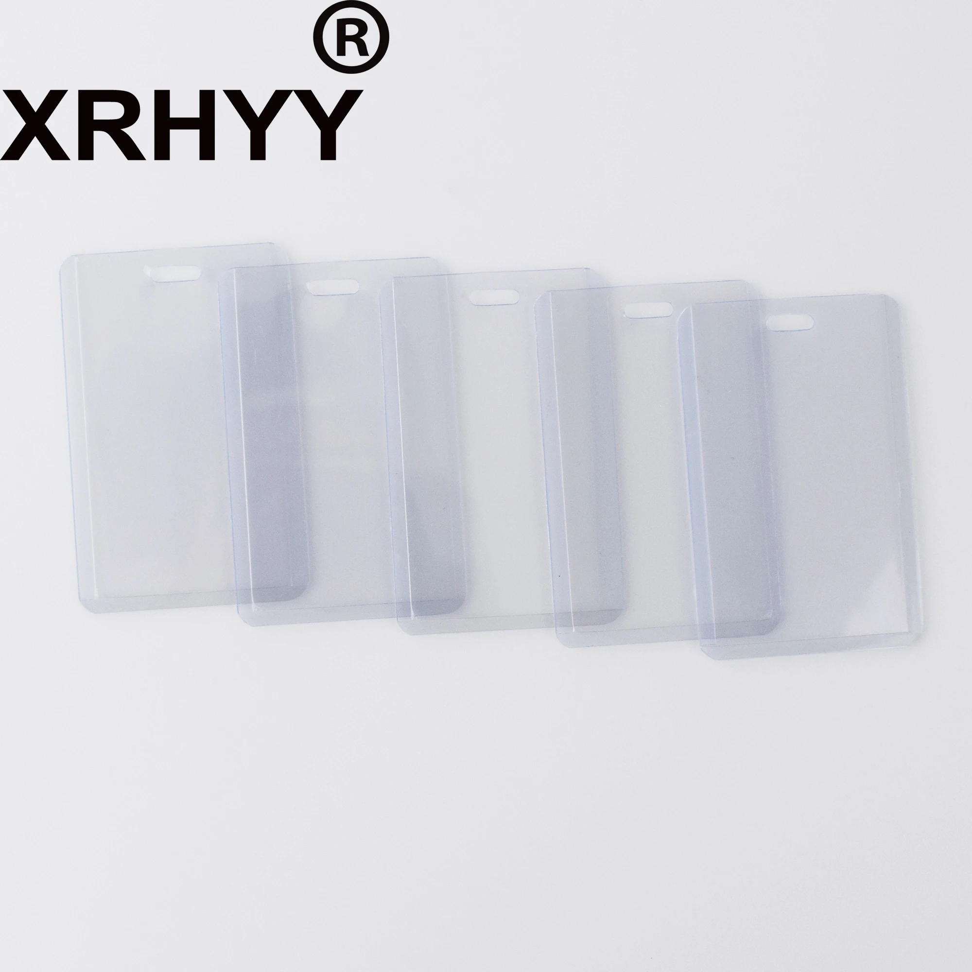 XRHYY 5 шт. полупрозрачный ПВХ жесткий пластиковый значок кошелек с отделами для карт чехол для удостоверения личности со слотом и цепными отверстиями-вертикальный