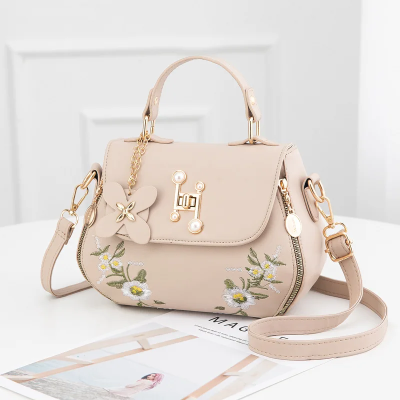 Ladies bag female 2021 new trendy net red female bag fashion all-match embroidered one-shoulder messenger handbag