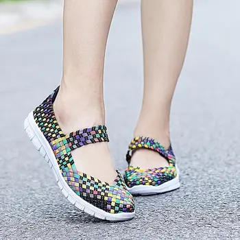 

Large Size Slip-on Sport Shoes Woman Sneakers for Women Running Shoes Women's Sports Shoes 2020 Breathing Black Colorful E-402