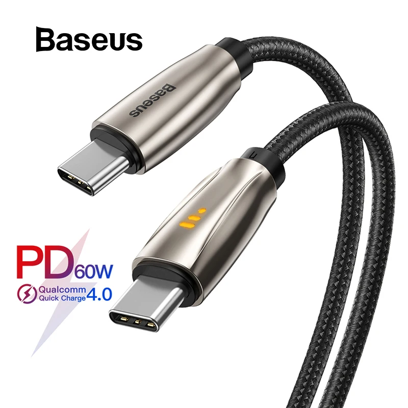 Baseus USB C к usb type-C кабель для samsung Galaxy S10 S9 PD 60 Вт Быстрая зарядка usb type C светильник Кабо для Macbook huawei USB провод
