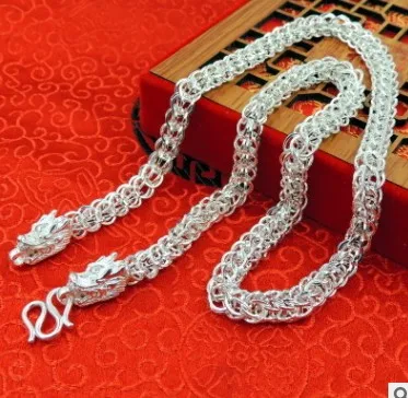 S990 Pure Silver Necklace Men Jewelry Big Chain 8mm 50cm | Украшения и аксессуары