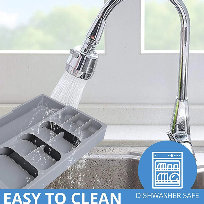 Multipurpose Cutlery Silverware Kitchen Utensil Drawers Organizer Block Holder Knives Forks Spoon Spice Bottle Storage Rack Tray 6 Multipurpose Cutlery Silverware Kitchen Utensil Drawers Organizer Block Holder Knives Forks Spoon Spice Bottle Storage Rack Tray - Billede 6