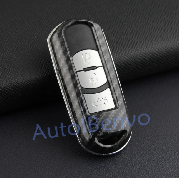 Without Key Chain Углеродного волокна ключи защиты оболочки для Mazda2 Mazda3 Mazda6 на возраст 2, 3, 6 MX-5 CX-3 CX-5 CX-9 Toyota Yaris брелок аксессуары - Название цвета: Without Key Chain