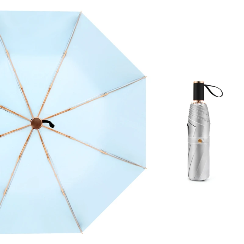 

Portable Double Layer Windproof Waterproof Folding Umbrella Titanium Silver Sun Rain Anti Ultraviolet UPF50+