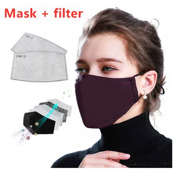 

Cotton PM2.5 Black Mouth Mask Anti Dust Mask Activated Carbon Filter Windproof Mouth-muffle Face Masks Care