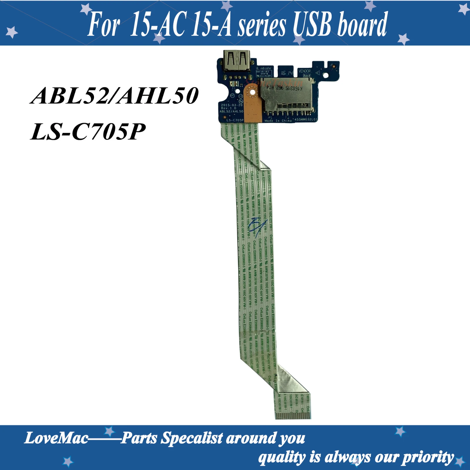Высокое качество ABL52 / AHL50 LS-C705P для HP 15-AC серии USB кардридер плата 100% полностью