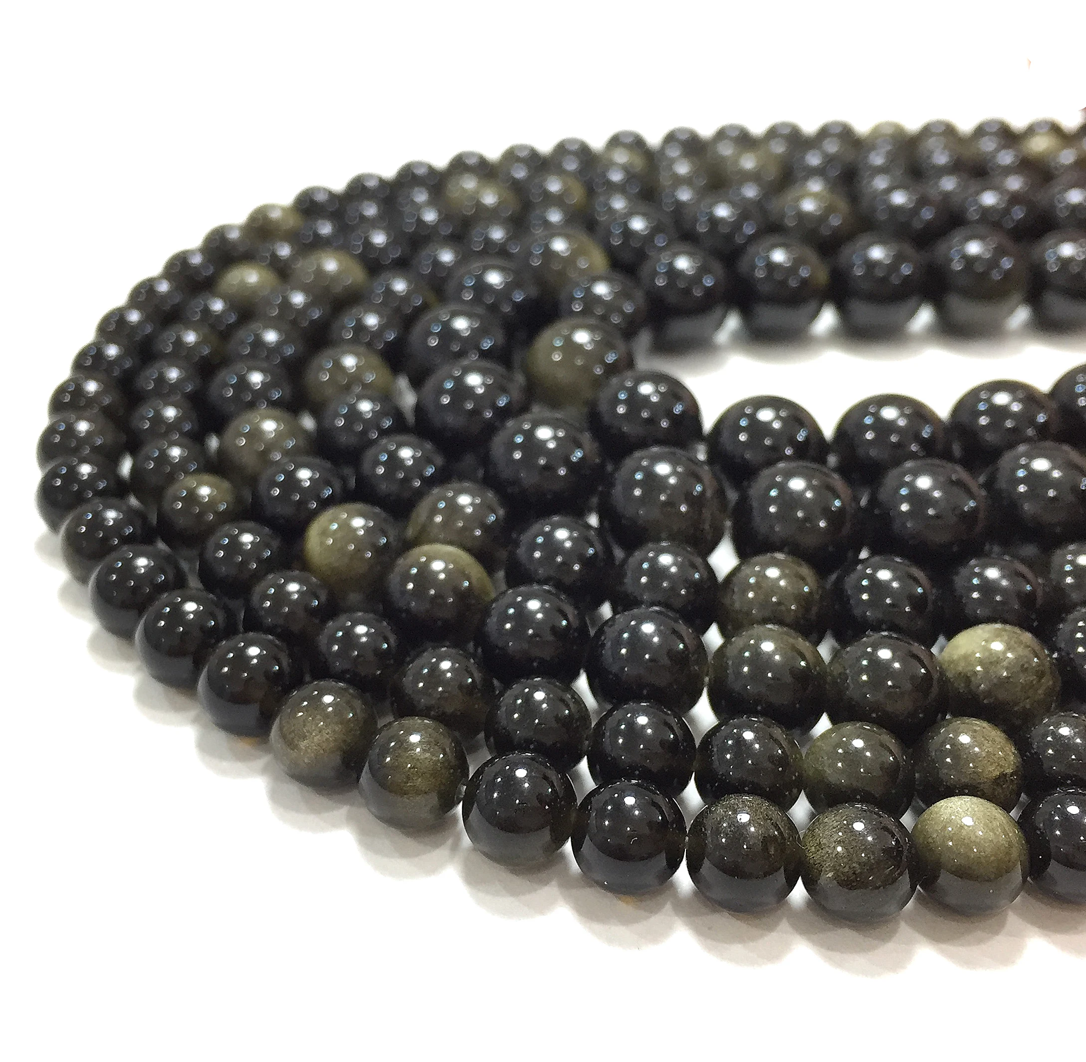 

10mm Natural Gold Obsidian Beads Round Loose Gemstone Spacer Bead Jewelry Making DIY Bracelet Necklace Accessories Factory Price