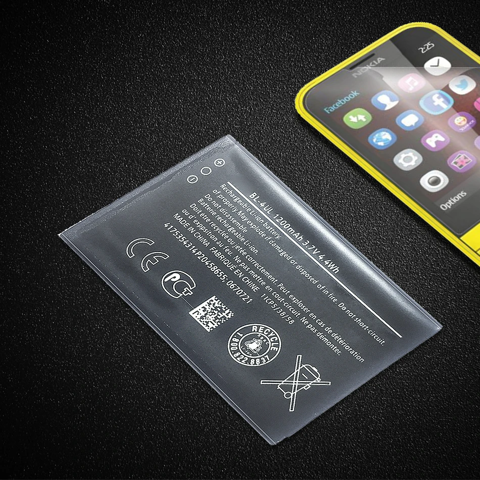 Сотовый телефон Батарея BL-4UL 1200mAh для Nokia Asha 225 Asha225 BL 4UL | Мобильные телефоны и