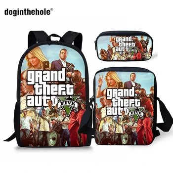 

Doginthehole Hot Games GTA5 Print School Bag Add Personalized Logo Book Bags Teenagers School Backpack Customized Child Mochila
