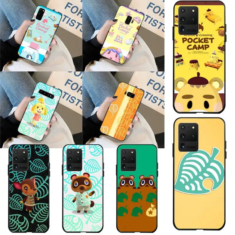 

HPCHCJHM Animal Crossing Leaf Coque Shell Phone Case for Samsung S20 plus Ultra S6 S7 edge S8 S9 plus S10 5G
