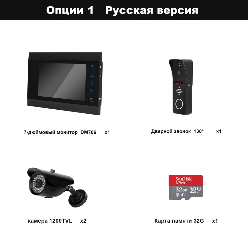 HomeFong проводной видеодомофон для дома домофон с 2 камерами Поддержка инфракрасного ночного видения датчик движения видеодомофон - Цвет: Russian version