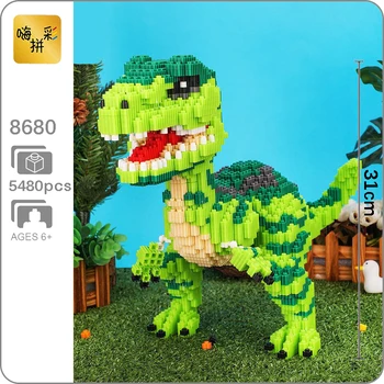 

Ancient Dinosaur Velociraptor Green Monster 3D Model DIY Mini Magic Blocks Bricks Building Toy for Children 31cm tall no Box
