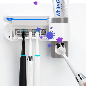 

New Automatic Toothbrush Sterilizer Toothpaste Dispenser UV Light Toothpaste Squeezer Toothbrush Holder Bathroom Home Decoration