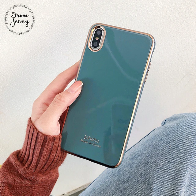From Jenny Simple plating for iPhone 11 Pro x xr xs max 6 6s 7 8 Plus solid color mobile phone TPU protection soft shell 4