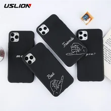 USLION чехол для телефона с буквенным принтом для iPhone X XS XR 11 Pro Max, чехол с сердечком, Мягкий ТПУ силиконовый чехол s для iPhone 8 7 6 6s Plus