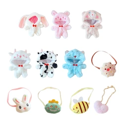 Poupée en peluche de dessin animé, vêtements d'hiver/sac, poupées mignonnes de 20cm/8 pouces, robes interchangeables, livraison directe 
