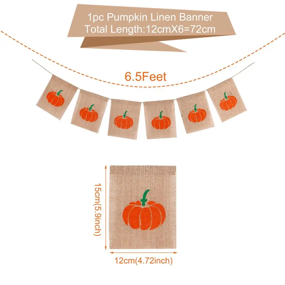 Pumpkin Banner HUIRAN счастливый осенний баннер Хэллоуин Тыква кэттон баннер осеннее украшение счастливый осень Yall Свадьба флажок на день рождения баннер открытый - Цвет: Pumpkin Banner