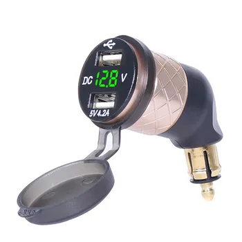 

Metal Car Charger European Standard Motorcycle Car Charger For BMW Elbow Double Usb4.2A With Voltmeter Motorcycle Supplies