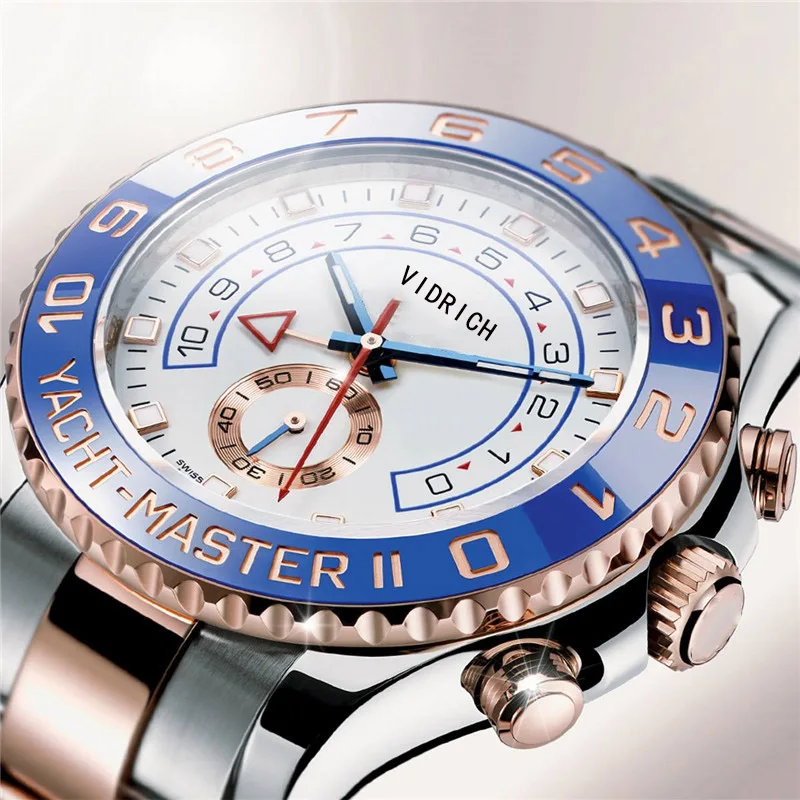 

Luxury New Men Automatic Mechanical GMT Watch Luminous Blue Ceramic Bezel Silver Sapphire Yellow Gold 116680 YACHT AAA Watch