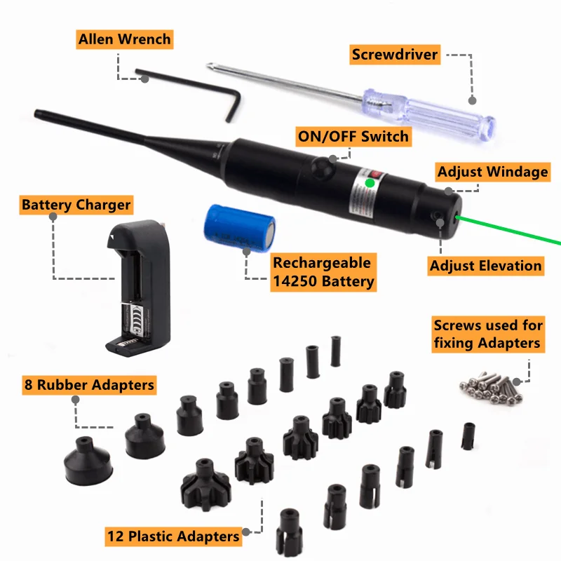Kit Mirino Laser. 177 .22 Calibro To.78 Calibro 12Ga Puntatore Laser Collimatore Alesatore Universale