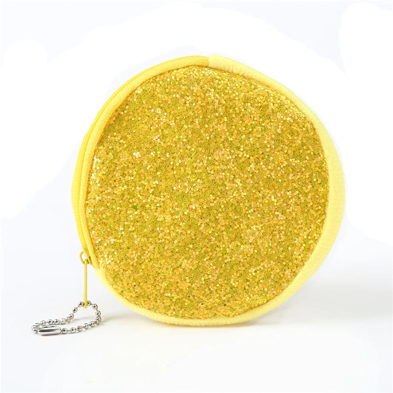 yellow circle Новинка, модный кошелек с блестками для монет, кошелек для девочек, блестящий кошелек, женская сумочка для ключей, вечерние клатчи на молнии, сумка для наушников, посылка - Цвет: yellow circle