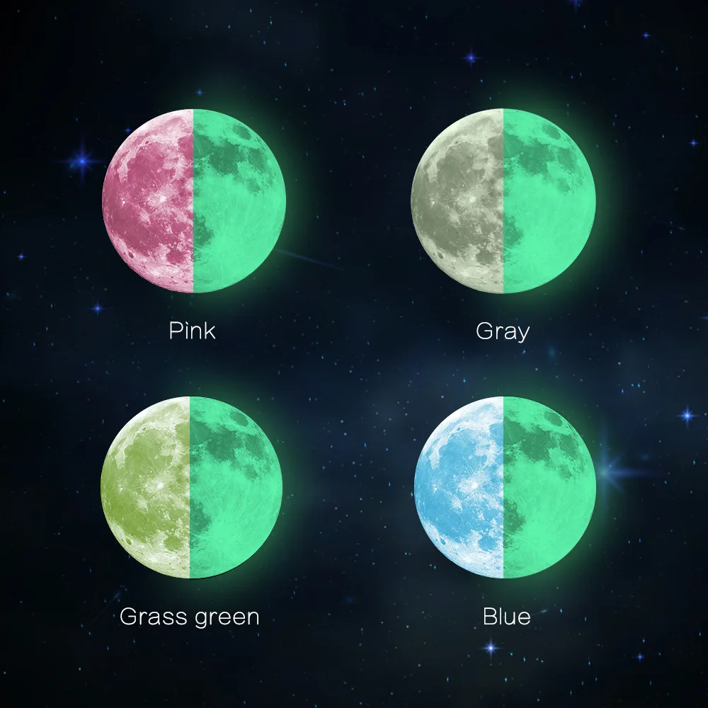 Funlife 30 см блестящие наклейки с Луной Детская комната украшения ночник Луна земля наклейки на стену FL1093