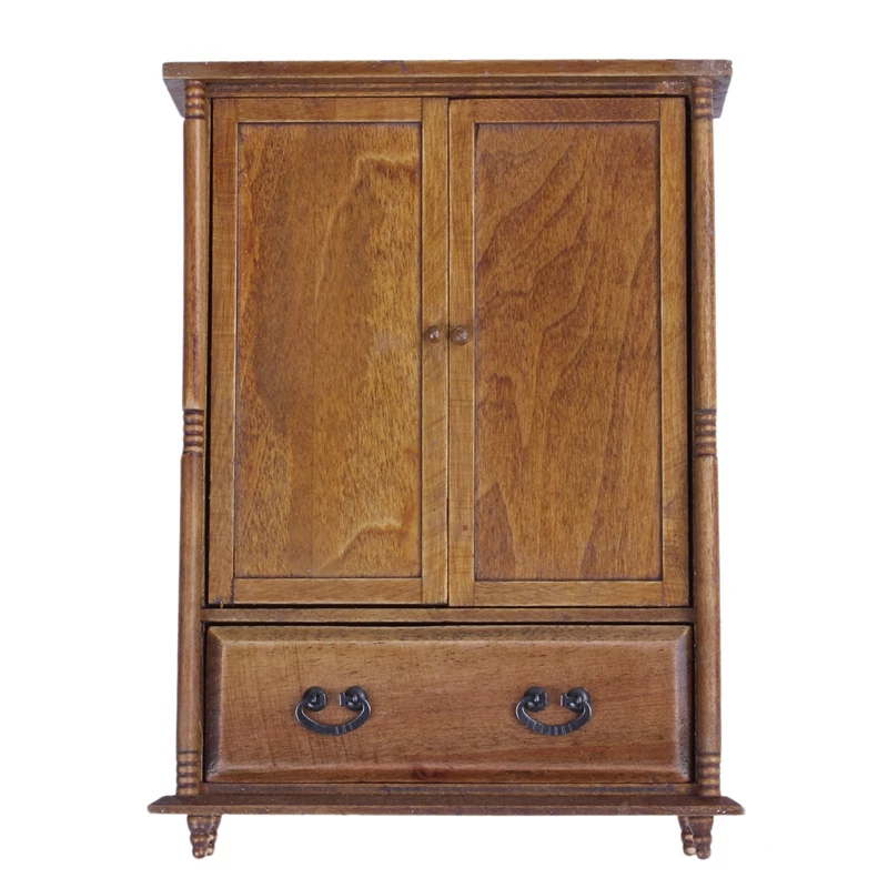 

1:12 Scale Vintage Wooden Wardrobe Dolls House Miniature Accessory