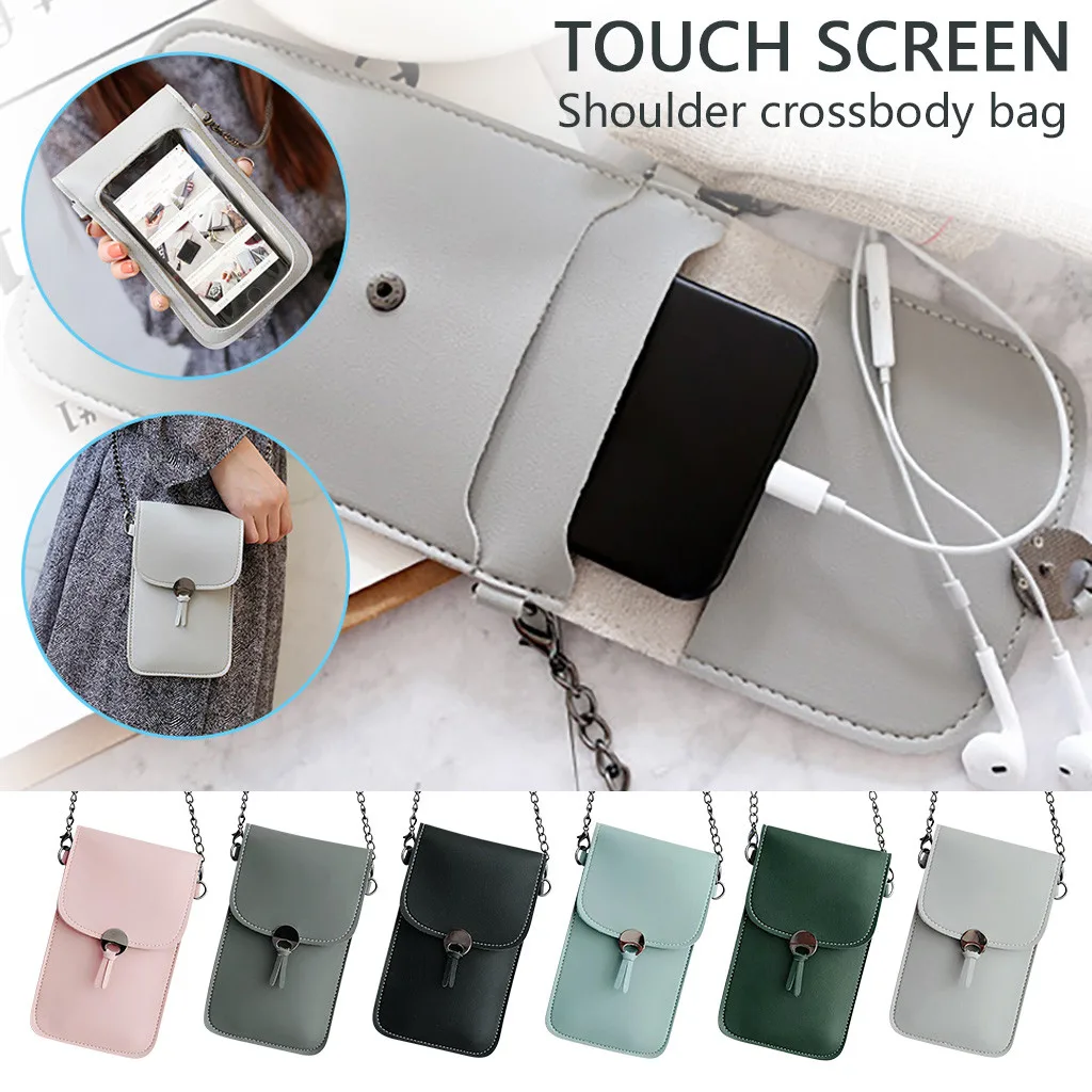 

Women's Phone Bag Touchable Leather Change Bag Crossbody Mini Shoulder Bag Wallet New Elegant Shoulder Bags Women Coin Purses