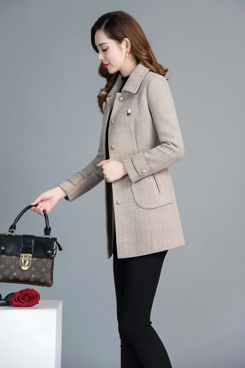 Haute couture Woolen coat women short jacket stripe NEW High quality Womens office clothing High-end fabric Outwear 1404