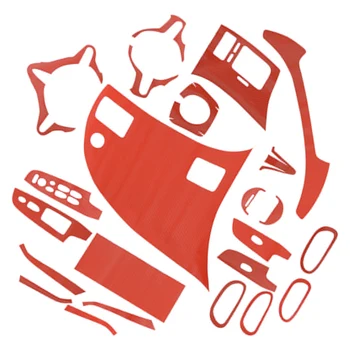 

24pcs Red Carbon Fiber Pattern Car Interior Sticker Decal Decoration Trim Kit Fit For Honda Civic 2006 2007 2008 2009 2010 2011