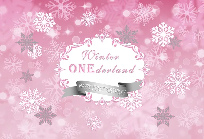 Onederland 1st Birthday Backdrop 5ft x 7ft for Girls Pink