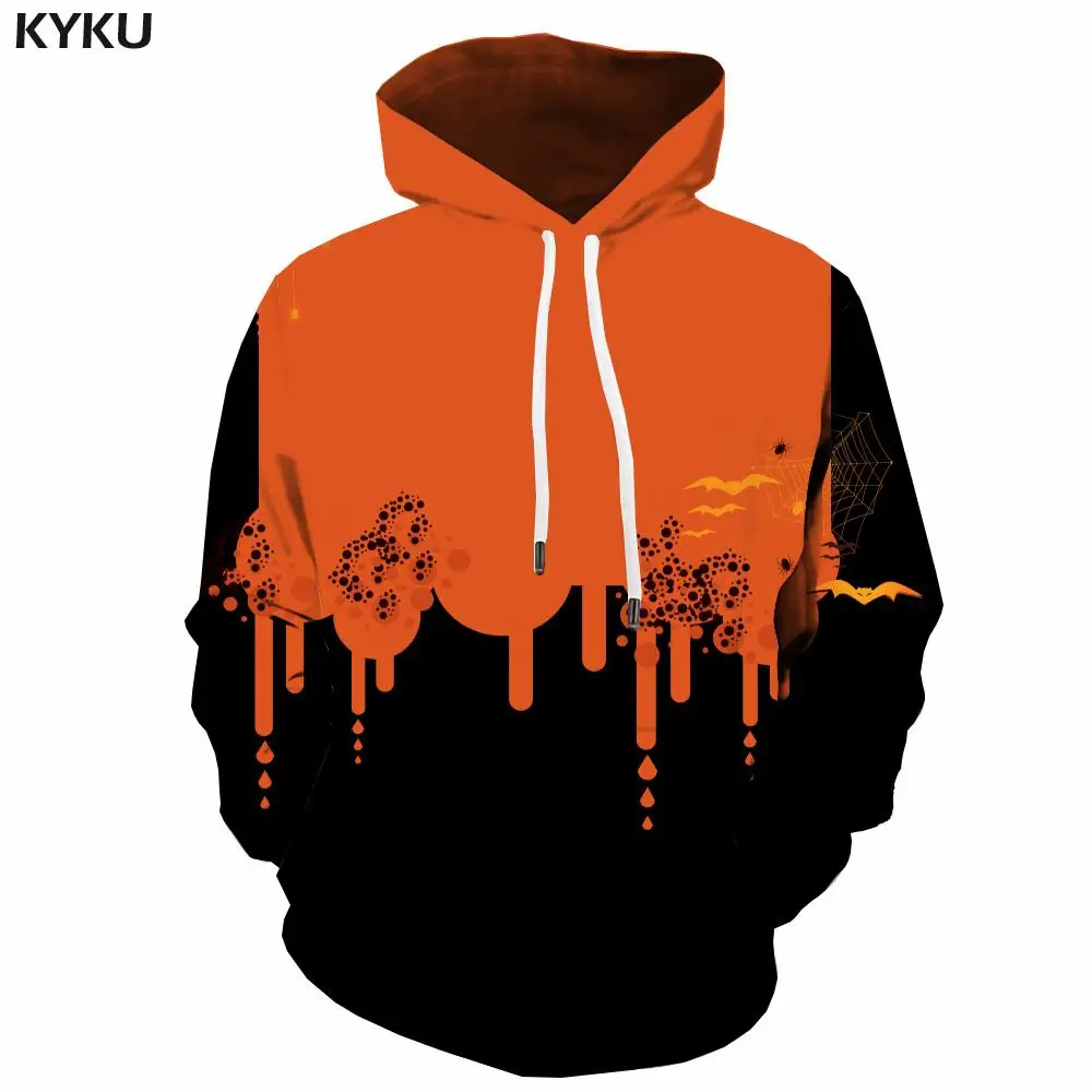 

KYKU Brand Pumpkin Sweatshirts men Halloween Hoodie Print Blood Hooded Casual Funny Hoody Anime Long Sleeve Funny Pullover