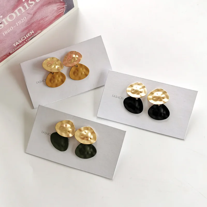 

Colorful Hammered Geometric Fashion Earrings Vintage Korean Drop Earrings