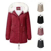 Новинка, женское хлопковое пальто, длинная шапка, можно снять с зимнего теплого пальто, женская одежда из хлопка