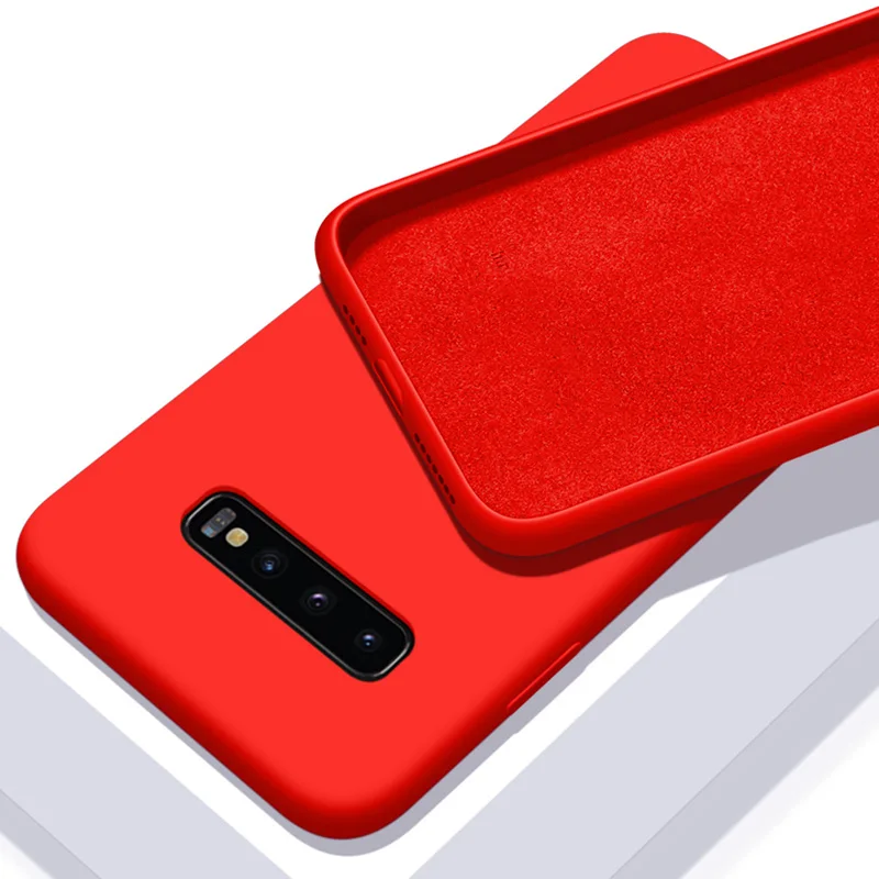 RED Роскошный жидкий силиконовый мягкий чехол для телефона samsung Galaxy S10 Plus S10E S8 S9 Note 8 9 A50 A40 A60 мобильный Футляр для телефона Capa - Цвет: RED