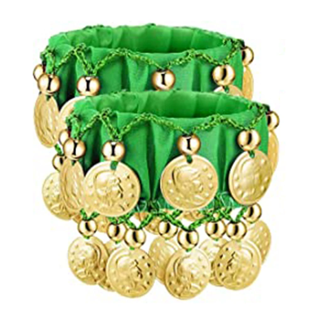 1 paar Bauchtanz Handgelenk Fußfesseln Armband Chiffon Gold Münze Kostüm Zubehör Valentinstag Geschenk Schmuck Frauen Mädchen neue In – Detail 8