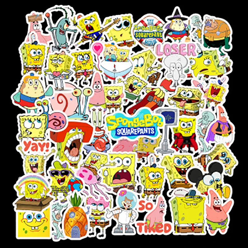 

Stickers Anime SpongeBob SquarePants 50pcs Waterproof Stickers On Laptop Fridge Stickers On Kids Children Sticker Pack