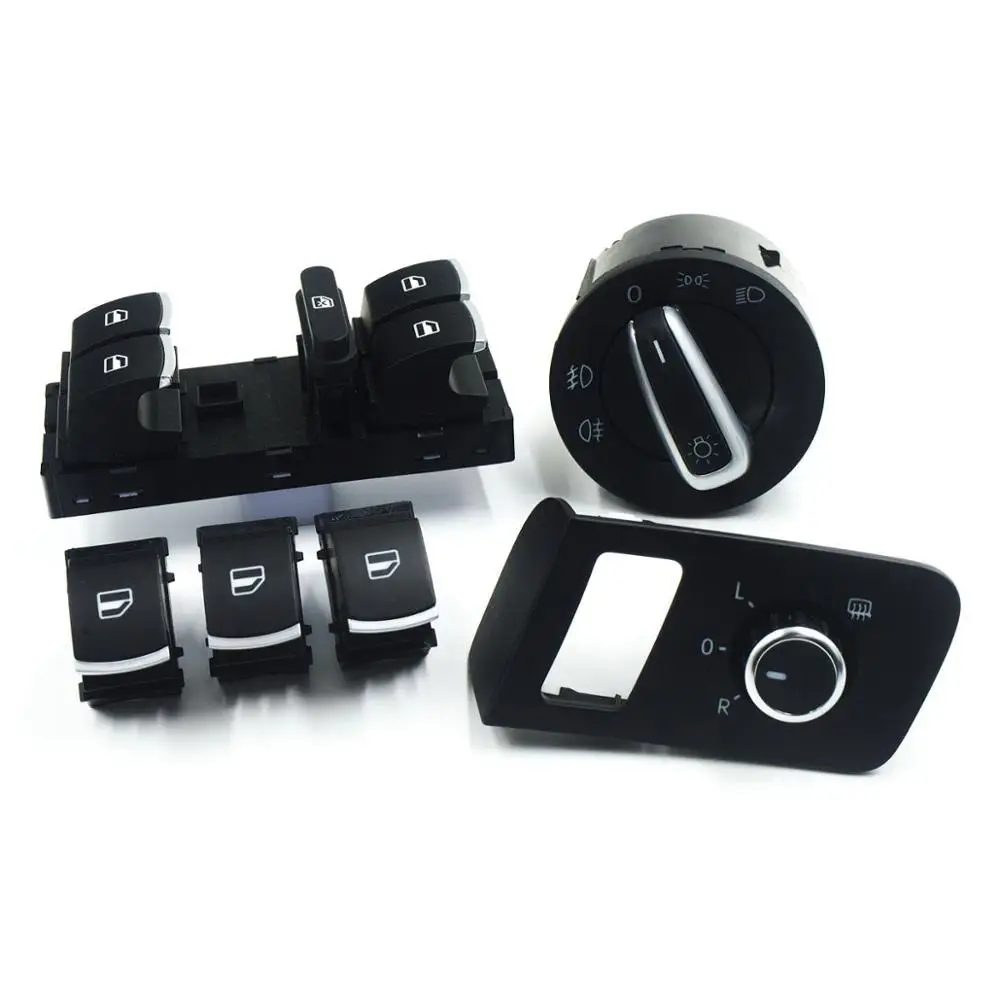 Chrome high quality Mirror window headlight switch Button for VW