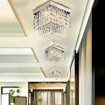 

30 Cm Chandelier Crystal Aisle Lamp Crystal Gateway Lamp LED Square Crystal Ceiling Lamp Square Away Light Source LED Bulbs 220V