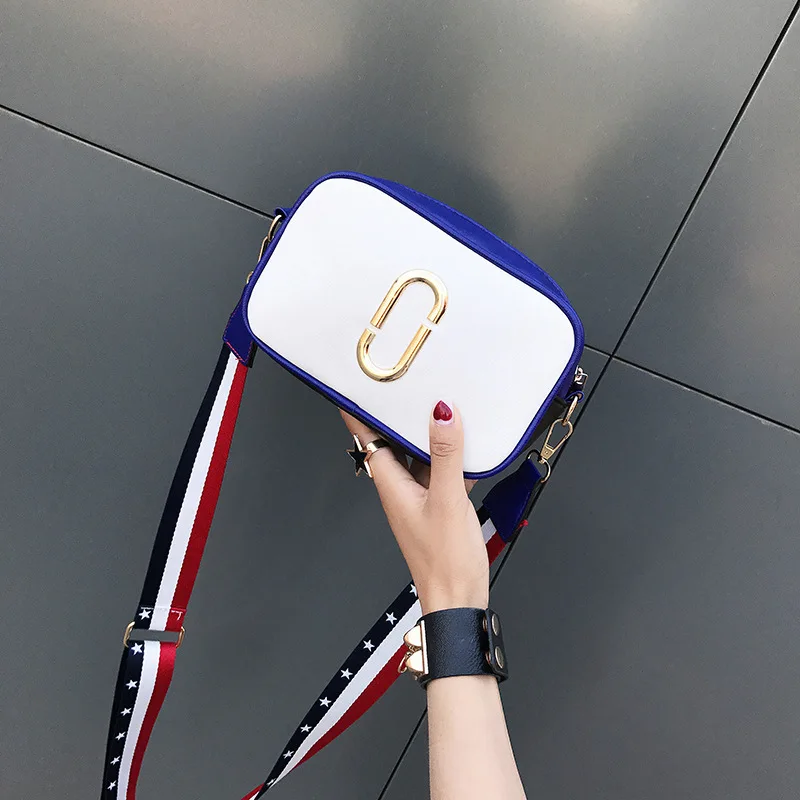 

2017 New Style WOMEN'S Bag Shoulder Contrast Color Bag Europe And America Fashion Summer Circular Ring Decoration Square Sling B
