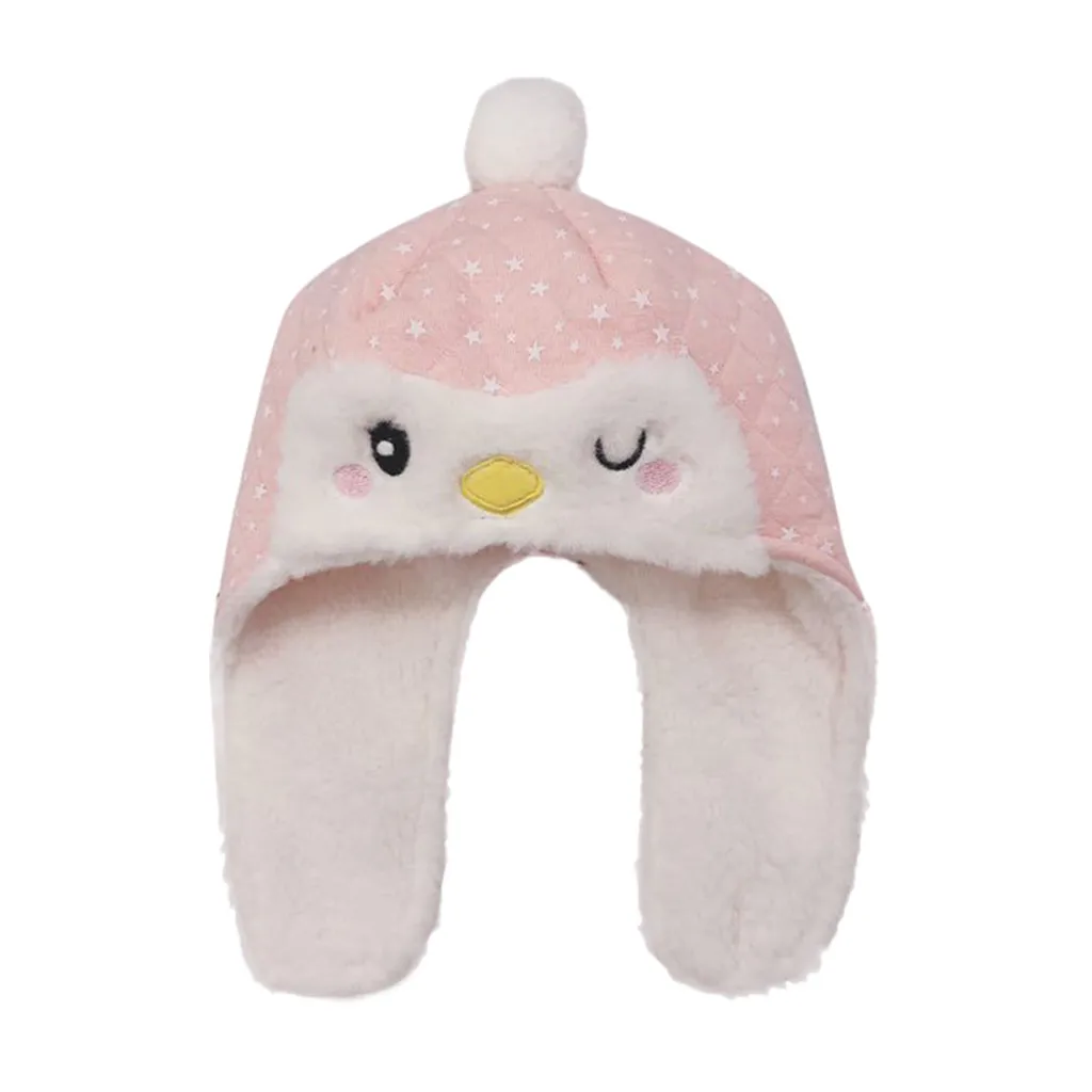 Newborn Baby Boys Girls Cartoon Warm Earflap Knit Crochet Beanie Cap Winter Hat for Kids czapki dla dzieci - Цвет: Pink