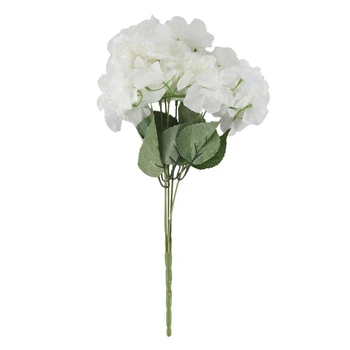 

Artificial Hydrangea Flower 5 Big Heads Bouquet (Diameter 7" each head) Creamy white