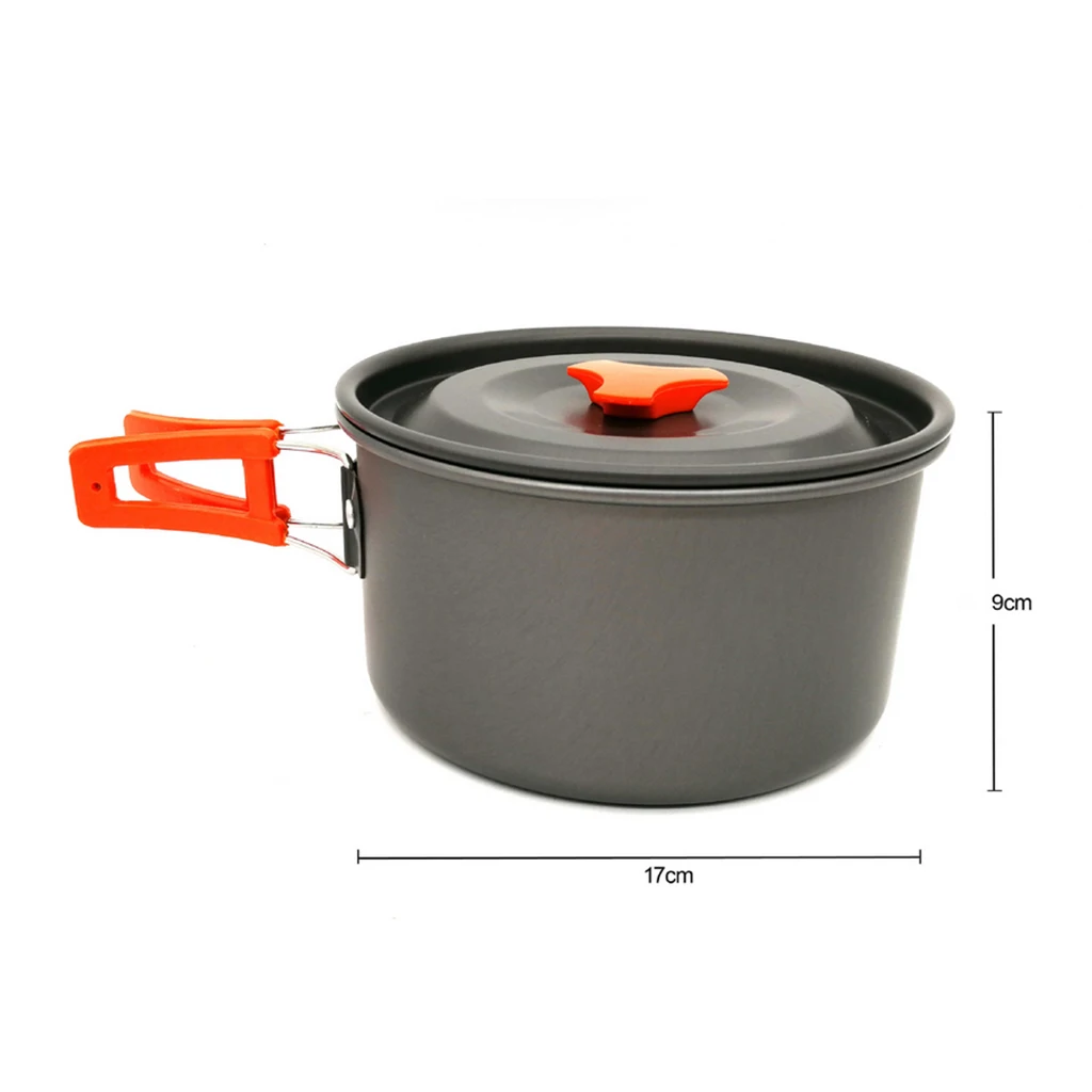Multipurpose Aluminum Cookware Cutlery Set Camping Pot Pan Water Kettle Spoon Carabiner Camp Cooking Supplies