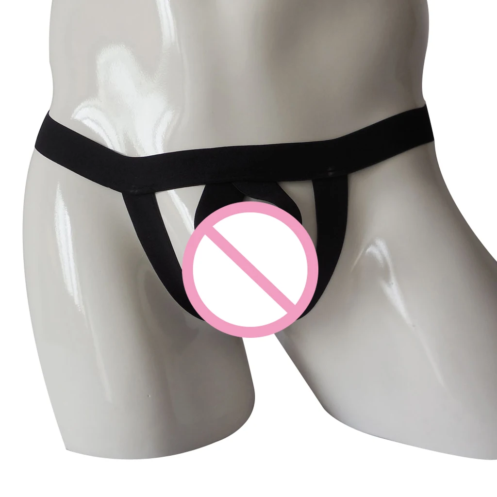 2pcs Mens Green Black G-string Underwear Hollow Hole Jockstrap Thongs Briefs