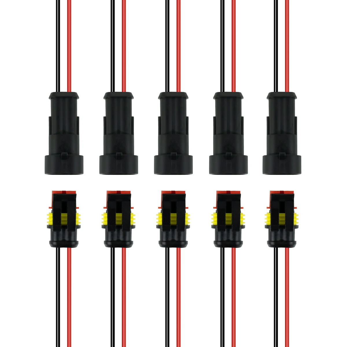

10pcs 5 Pairs Waterproof Male Female Electrical Connectors Plug 2-Pin Way With Wire For Car Motorcycle Scooter Marine