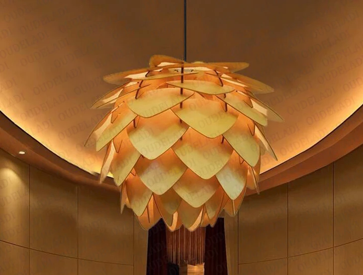 Современный художественный деревянный подвесной светильник в виде шишки домашний Ресторан подвесные деревянные подвесные лампы домашний декоративный светильник E27